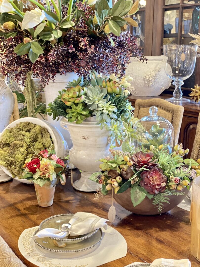 A table with many different types of plants on it